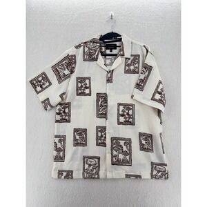 Malibu By Drill Clothing Co Mushroom Botanical Print -‎ Cream Brown - L - Men